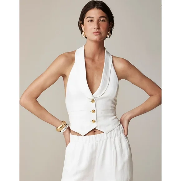 J.Crew Open-back vest in linen-cupro blend - Picture 4 of 16